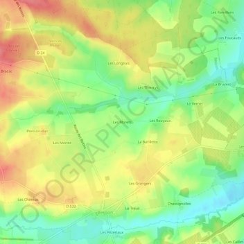 Carte topographique Les Morets, altitude, relief