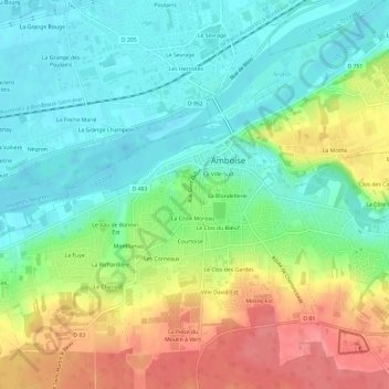 Carte topographique Clos de Saint-Denis, altitude, relief