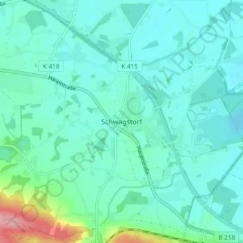 Carte topographique Schwagstorf, altitude, relief