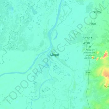 Carte topographique Mopti, altitude, relief