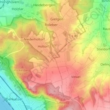 Carte topographique Ungarten, altitude, relief