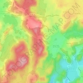 Carte topographique Prétérit, altitude, relief