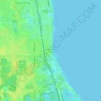 Carte topographique Indian River City, altitude, relief