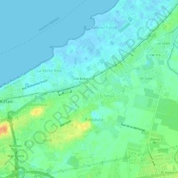 Carte topographique Lotissement Ben Merabet, altitude, relief