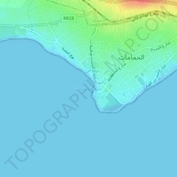 Carte topographique Golfe de Hammamet, altitude, relief