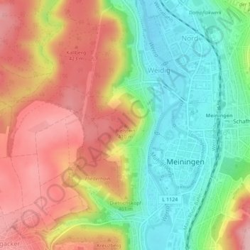 Carte topographique Bielstein, altitude, relief
