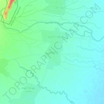 Carte topographique Pyin Taw U, altitude, relief
