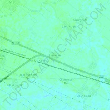 Carte topographique Laxmipur, altitude, relief