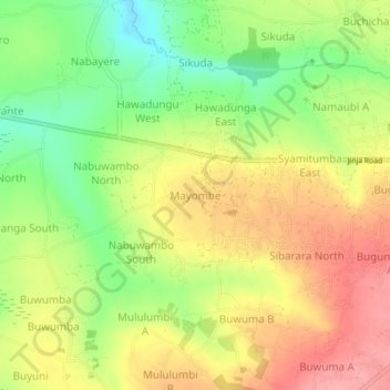 Carte topographique Mayombe, altitude, relief