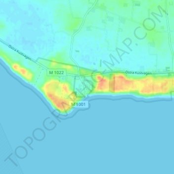 Carte topographique Kåseberga, altitude, relief
