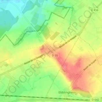 Carte topographique Le Nieppe, altitude, relief