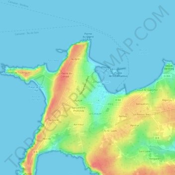 Carte topographique Lannic, altitude, relief