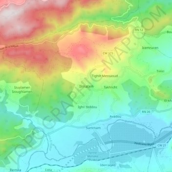 Carte topographique Ilmaten, altitude, relief