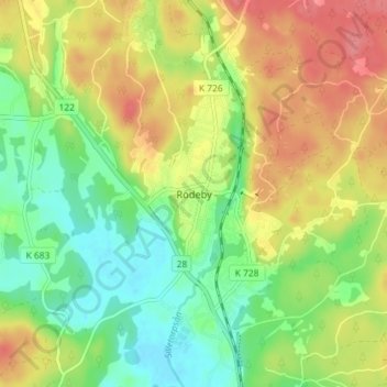 Carte topographique Rödeby, altitude, relief
