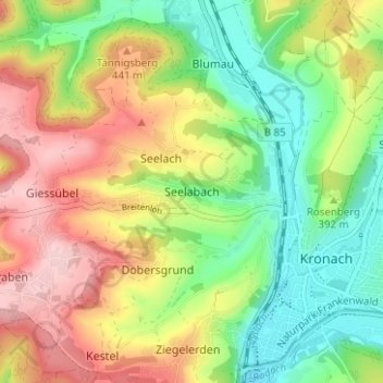 Carte topographique Seelabach, altitude, relief