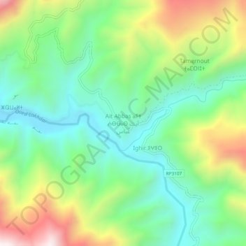 Carte topographique Ait Abbas, altitude, relief