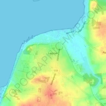 Carte topographique Løgstör, altitude, relief