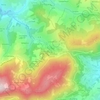 Carte topographique Chez Courried, altitude, relief