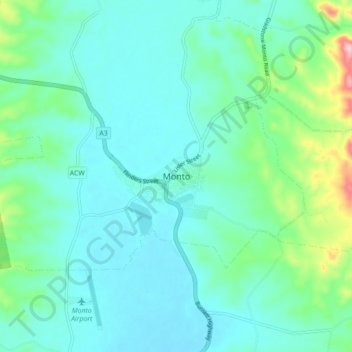 Carte topographique Monto, altitude, relief