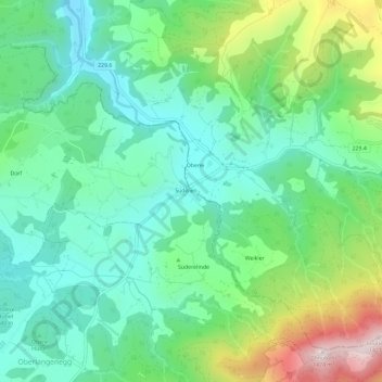Carte topographique Süderen, altitude, relief