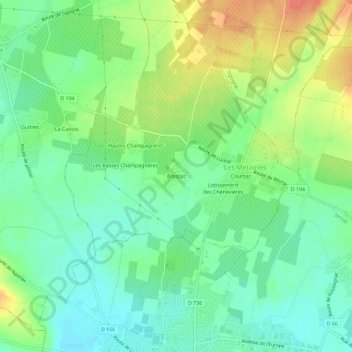 Carte topographique Brassac, altitude, relief