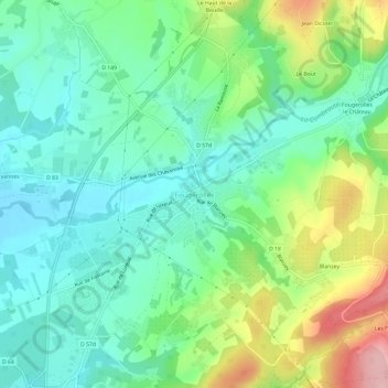 Carte topographique Fougerolles, altitude, relief