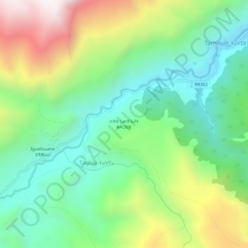 Carte topographique n'Ait Larif, altitude, relief