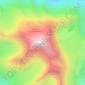 Carte topographique Pointe de Charbonnel, altitude, relief