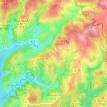 Carte topographique Egen, altitude, relief