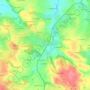 Carte topographique La Barboire, altitude, relief