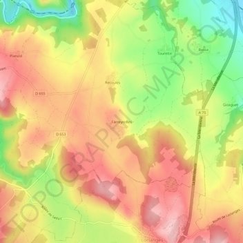 Carte topographique Farreyrolles, altitude, relief