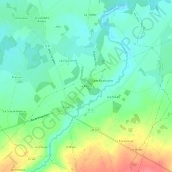 Carte topographique Le Desert, altitude, relief