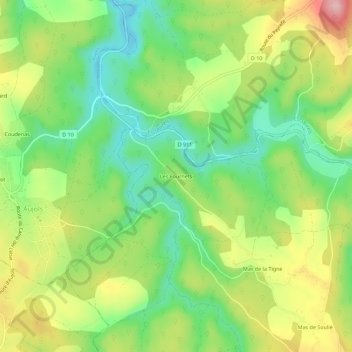 Carte topographique Les Fournets, altitude, relief