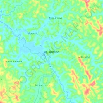 Carte topographique Anjozorobe, altitude, relief