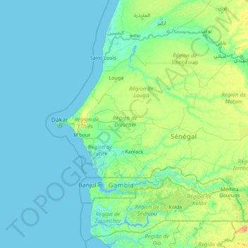 Carte topographique Diourbel, altitude, relief