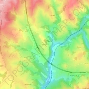 Carte topographique Bouchiat, altitude, relief