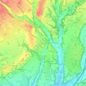 Carte topographique Valaperta, altitude, relief