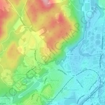 Carte topographique Ryssby klint, altitude, relief