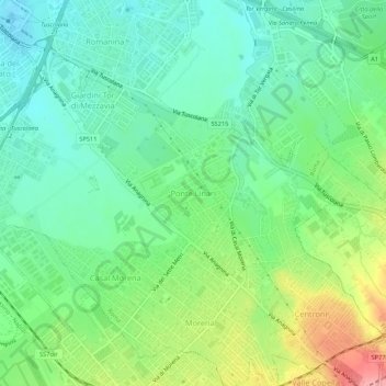 Carte topographique Ponte Linari, altitude, relief