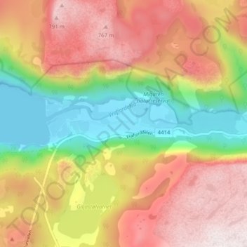 Carte topographique Frafjord, altitude, relief
