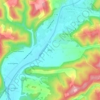 Carte topographique Brenac, altitude, relief