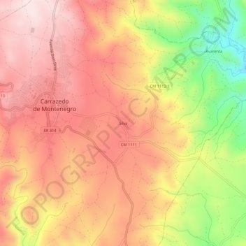 Carte topographique Silva, altitude, relief