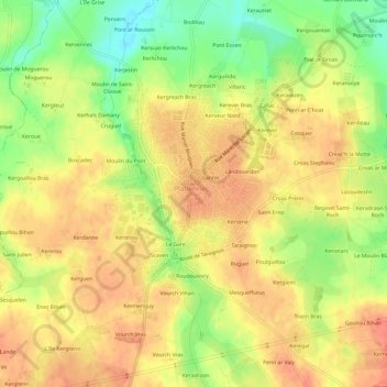 Carte topographique Ruberel, altitude, relief