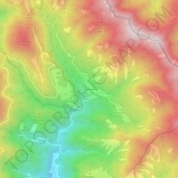 Carte topographique La Montagna, altitude, relief