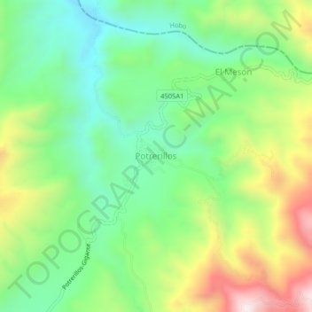 Carte topographique Potrerillos, altitude, relief