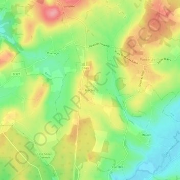 Carte topographique Brèches, altitude, relief