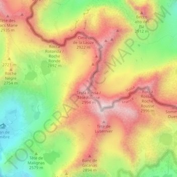 Carte topographique Tête Rousse, altitude, relief