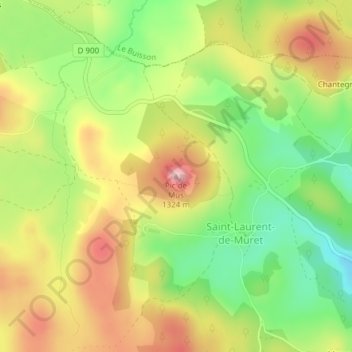 Carte topographique Pic de Mus, altitude, relief
