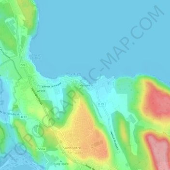 Carte topographique Massane, altitude, relief