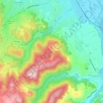 Carte topographique Simpal, altitude, relief